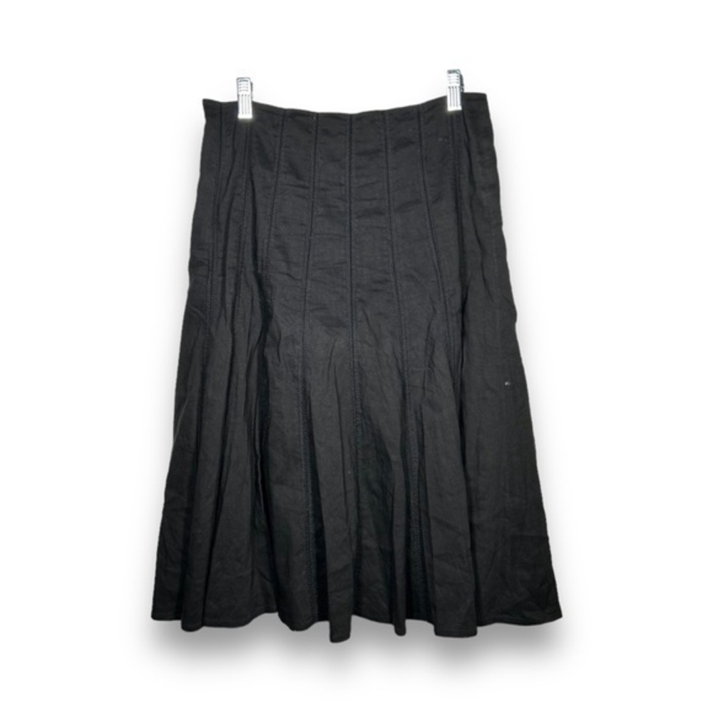 Ellie Tahari Black Grunge, Academia Pleated Midi Skirt Size Small - "Sonja"